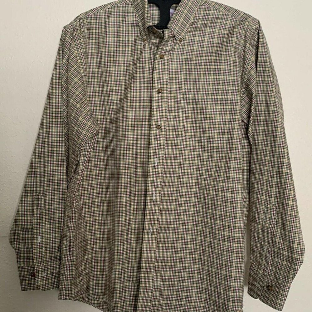 Brooks Brothers Mens 1818 Shirt Size L Original Polo Plaid 100% Supima Cotton